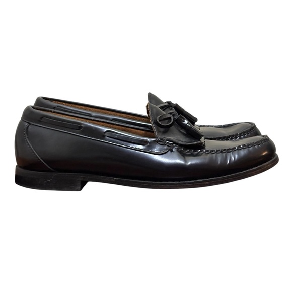 L.L. Bean Tassel Kiltie Loafers Black Leather Slip On Dress...